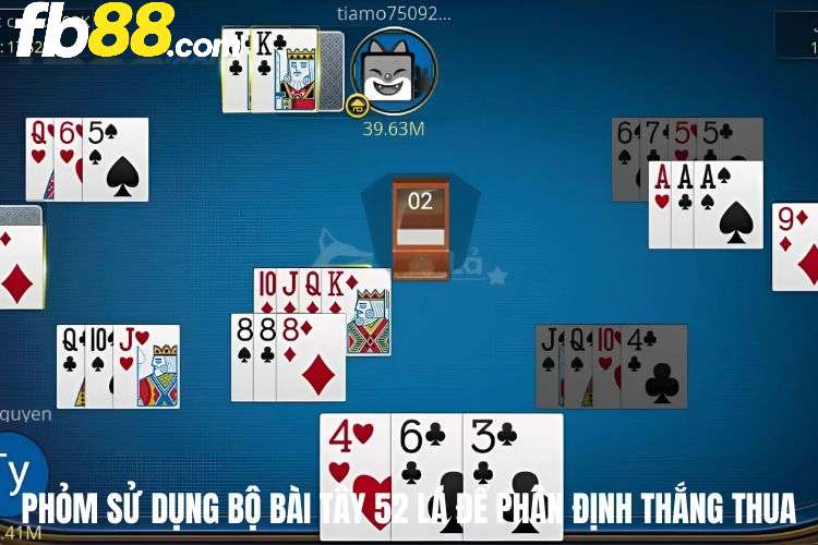 Phỏm sử dụng bộ bài Tây 52 lá để phân định thắng thua